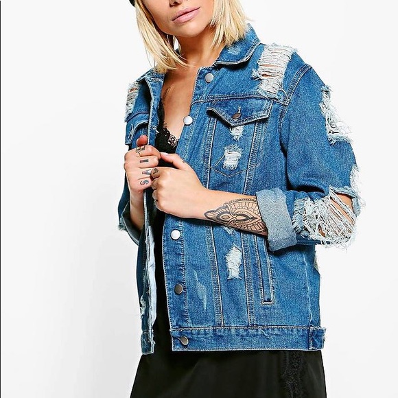 Boohoo Jackets & Blazers - Distressed Denim Jacket